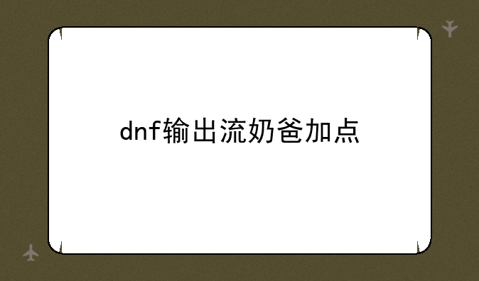 dnf输出流奶爸加点