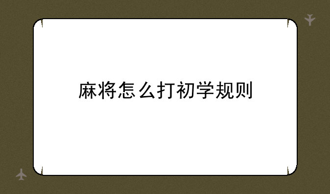 麻将怎么打初学规则