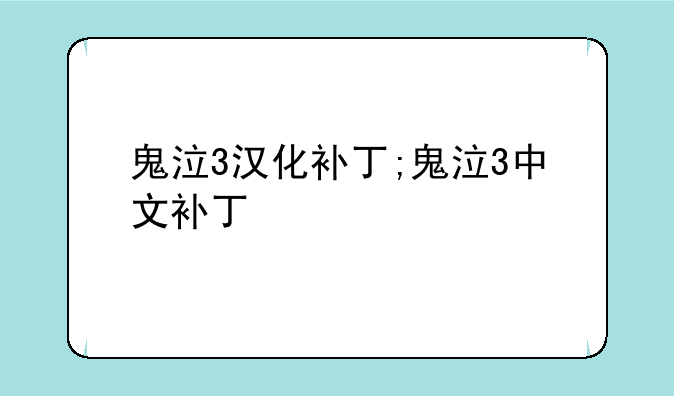 鬼泣3汉化补丁;鬼泣3中文补丁