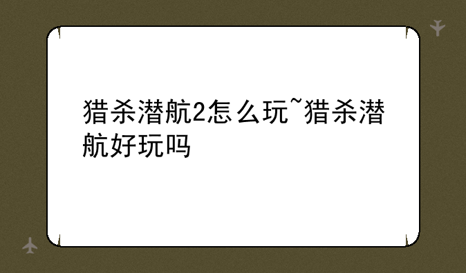 猎杀潜航2怎么玩~猎杀潜航好玩吗